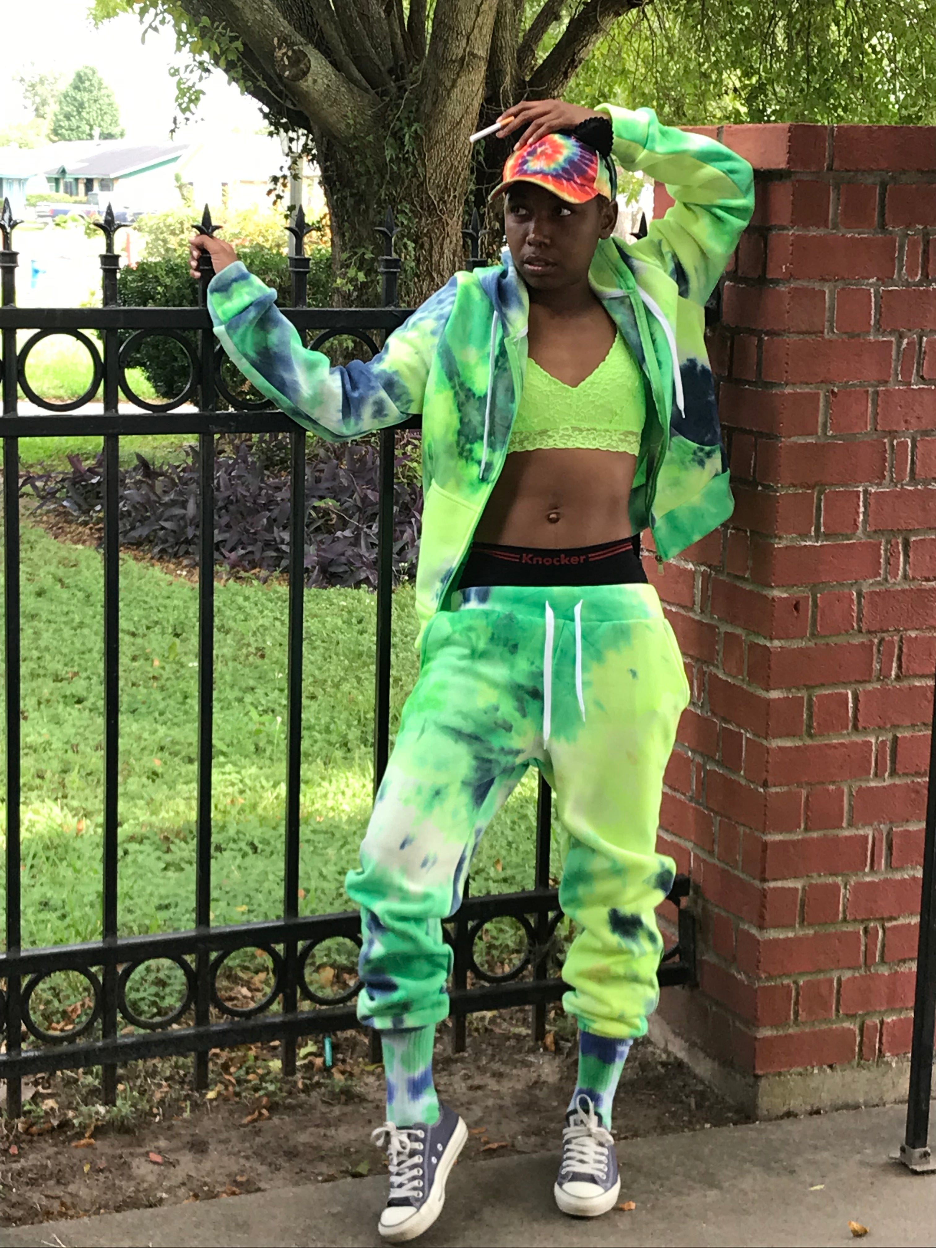 Green tie best sale dye jogger set